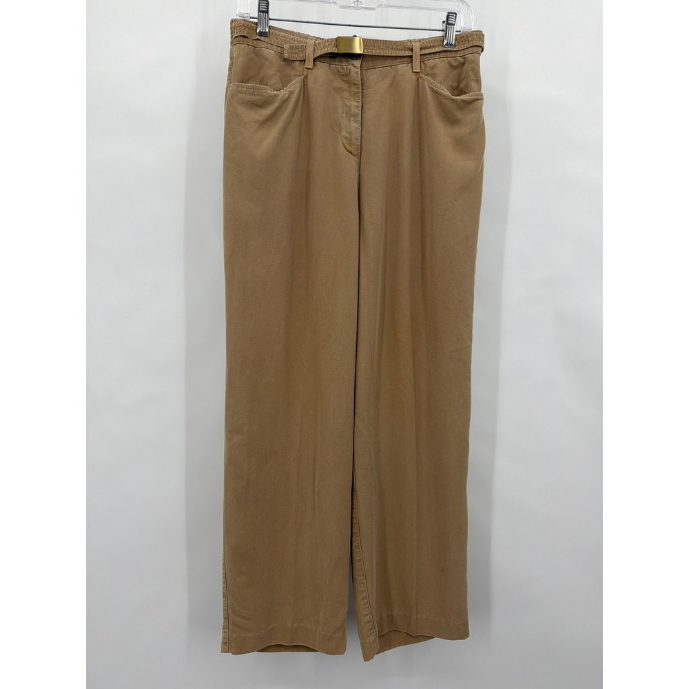 Jones New York Sport Tan Khaki Wide Leg Tencel Capris Pants Womens 6 Made USA